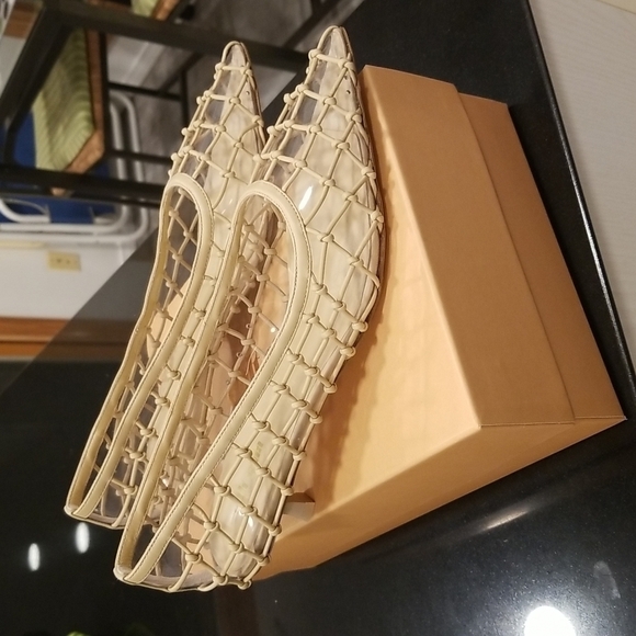 💕CULT GAIA💕 Kenny Pump Mule ~ Pointed Toe Basket Weave Leather Sand EU 41 NWT - Picture 13 of 16